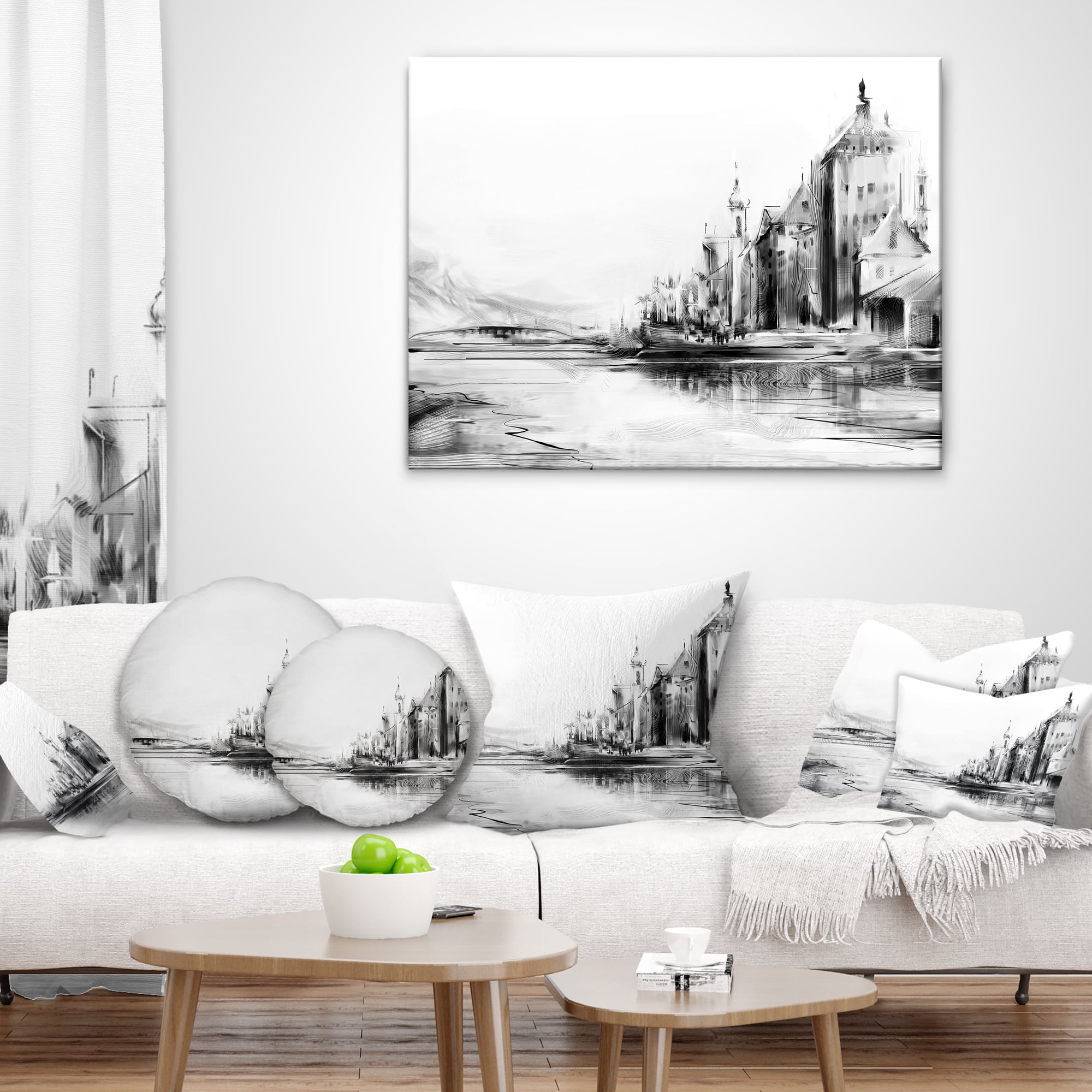 Designart Zurich in Afternoon Sunlight - Cityscape Throw Pillow - 16x16