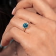 thumbnail image 4 of Gem Stone King 925 Silver and 10K Yellow Gold London Blue Topaz and White Lab Grown Diamond 3-Stone Engagement Ring for Women (1.36 Cttw, Gemstone November Birthstone, Size 5), 4 of 4