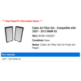 thumbnail image 2 of Cabin Air Filter Set - Compatible with 2007 - 2013 BMW X5 2008 2009 2010 2011 2012, 2 of 2