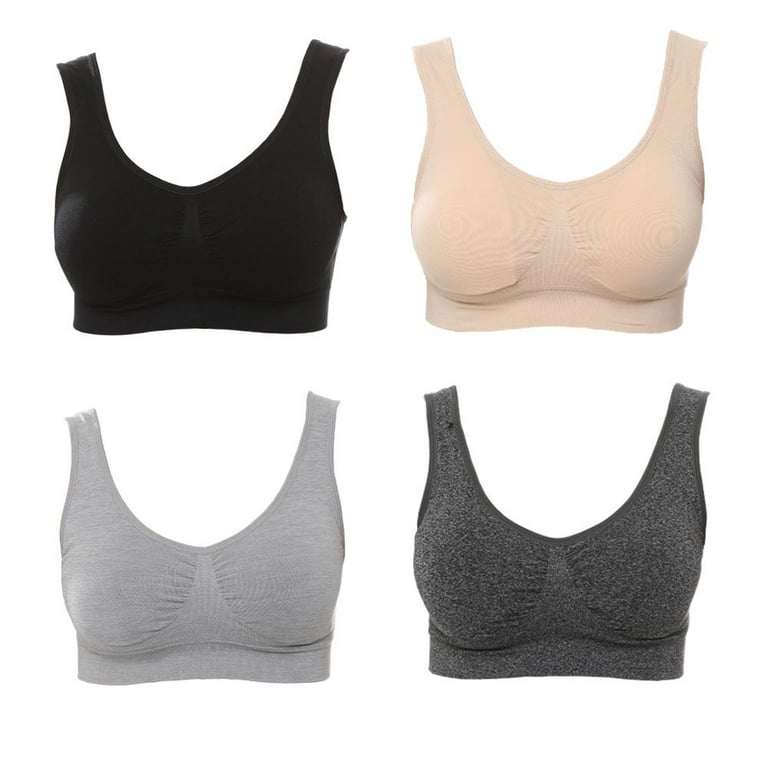 JOJOANS 3/4 Pack Sports Bras for Women - Seamless Workout Yoga Bra Stretchy  Comfort Sleep Bra with Removable Pads 
