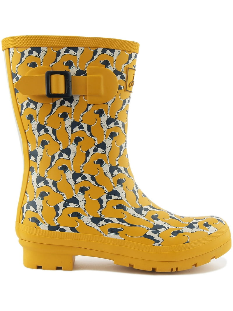 Joules Molly Welly Women's Dog Printed Rain Boot In Yellow Size