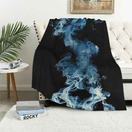 BCIIG Throw Blankets for Sofa Couch Fluffy Cozy Flannel Travel Blanket, Summer Desk Blanket for Work Chair, Lap Blanket & Pet Blanket, Home Decor - Blue Flame 40x50in