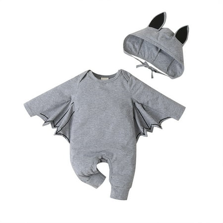 

LIhncine Baby Rompers Girl Baby Boys Girls Cartoon Bat Jumpsuit Romper Clothes Toddler Girl Jumpsuit(Grey 0-3 Months)