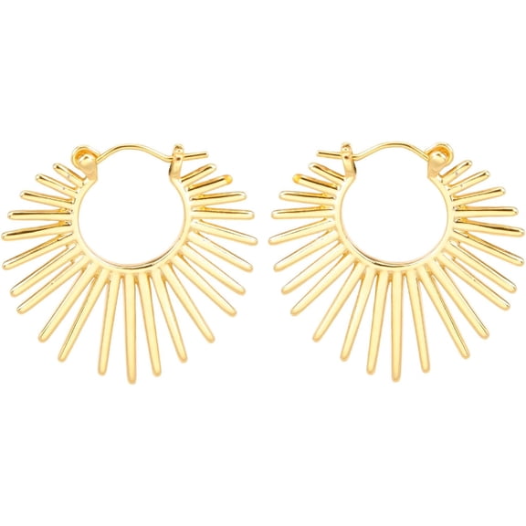 YMCSTONEMA Sunburst-Style Hinged Hoop Earrings Trendy Statement Chunky Textured Huggie Earrings[D206]