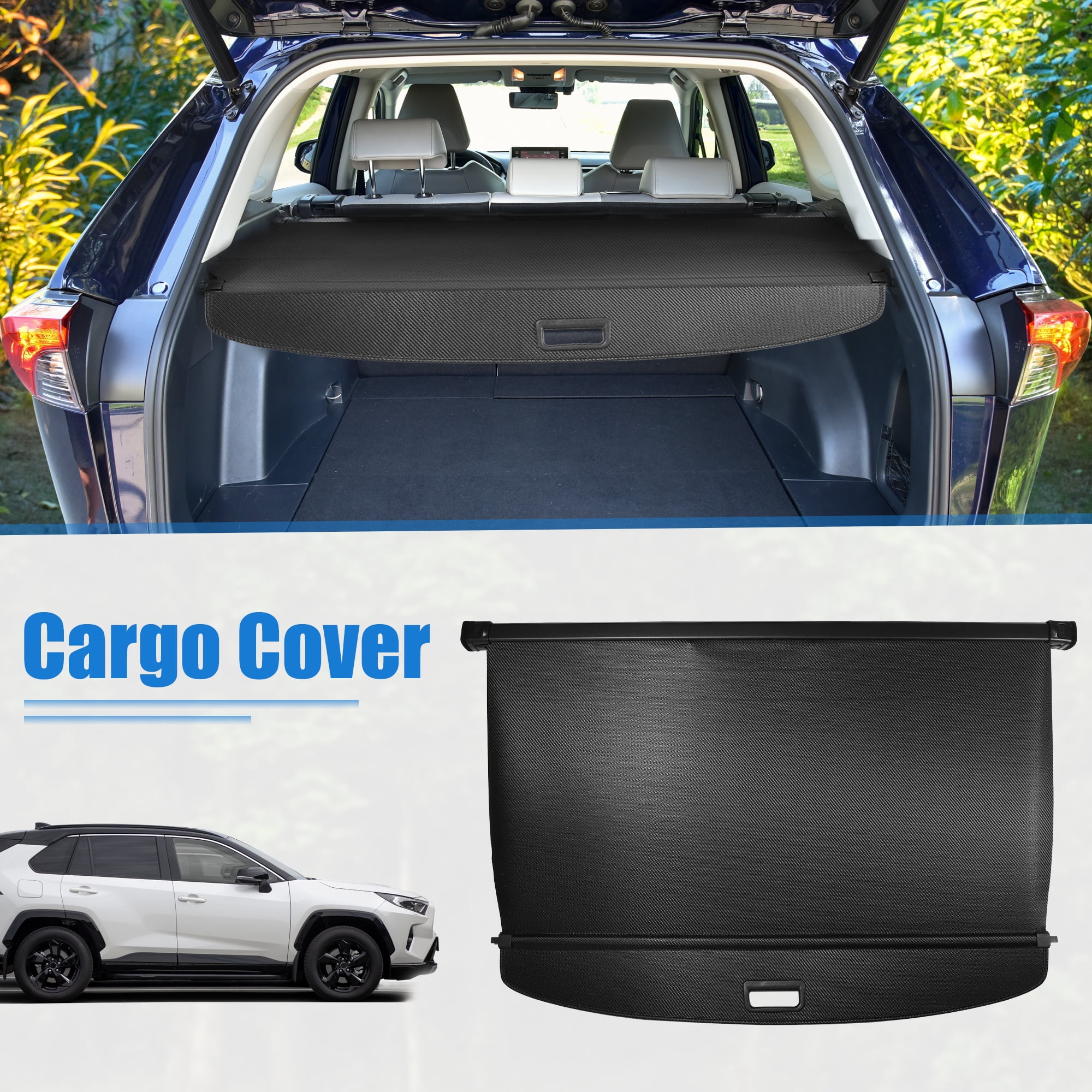 Unique Bargains Retractable Cargo Cover for Toyota RAV4 2019-2023 Waterproof Shade Black