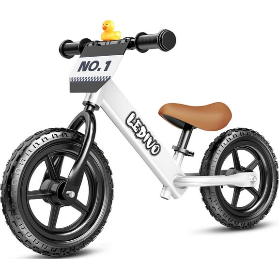 Ledivo Adjustable Seat 12” Push Balance Bike with 4 stickers and Toy for 18 Months to 5 Years