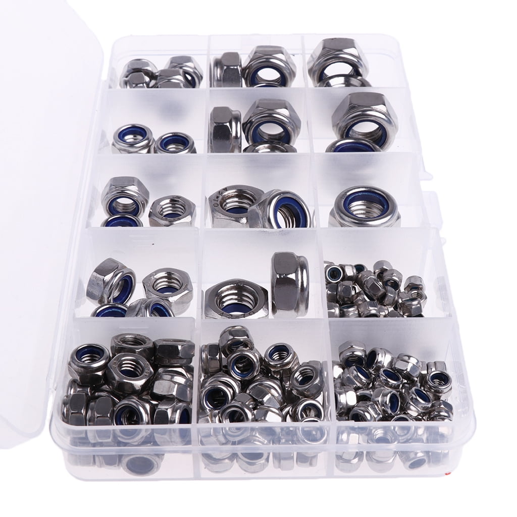 Assorted 304 Steel Nylon Lock Nuts assortment set -M3 M5 M6 M8 M10