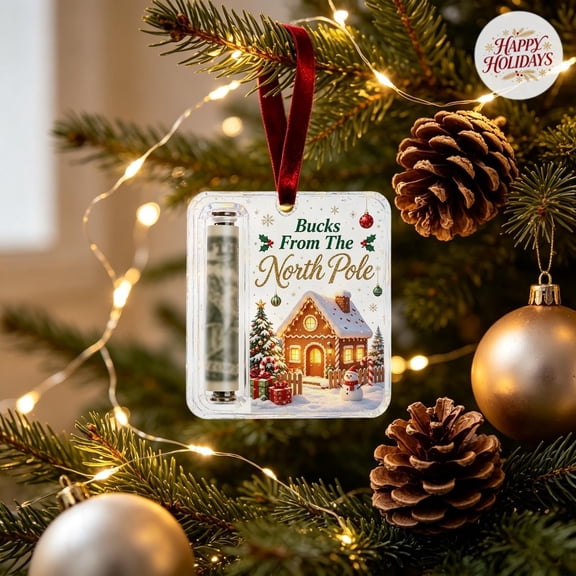 Christmas Money Holders for Cash, Fun 2D Flat Acrylic Gift Holder Hanging Ornament, Creative Holiday Cash Giving Accessory for Festive Tree Decor, Xmas Gift Exchange and Home Seasonal Decoration