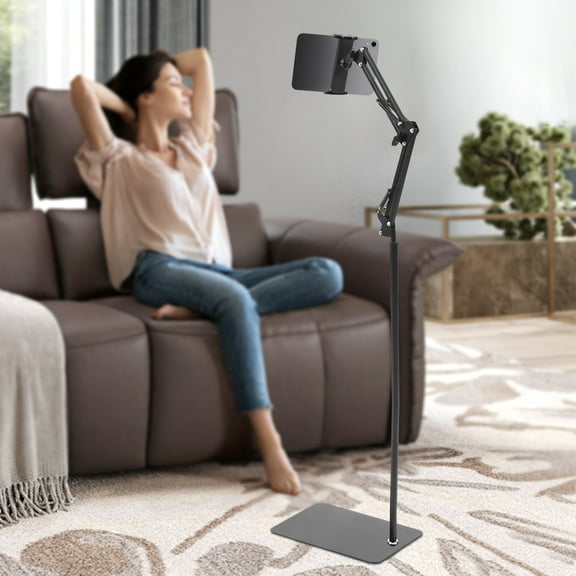 360° Adjustable Floor Stand for Phones and Tablets - Universal Mobile Holder with Non-Slip Base for Easy Viewing