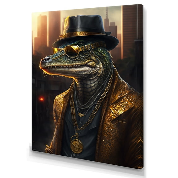 Designart Gangster Reptile I Canvas Wall Art