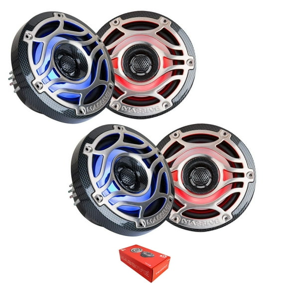 2 Pair of Massive Audio T65S 6.5" 640 Watt 4 Ohm 2-Way Marine Coaxial Speakers New
