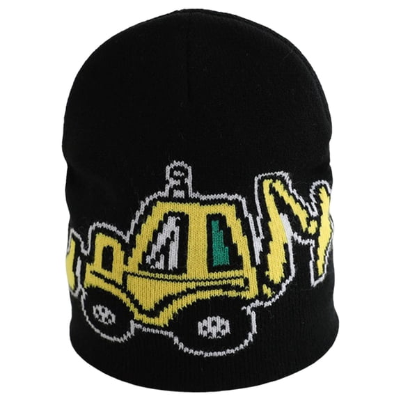 Ulanda Cute Embroidery Excavator Toddler Kids Beanie Caps Soft Warm Baby Knitted Winter Hat for Boys Girls Age 3-10 (Black, One Size)