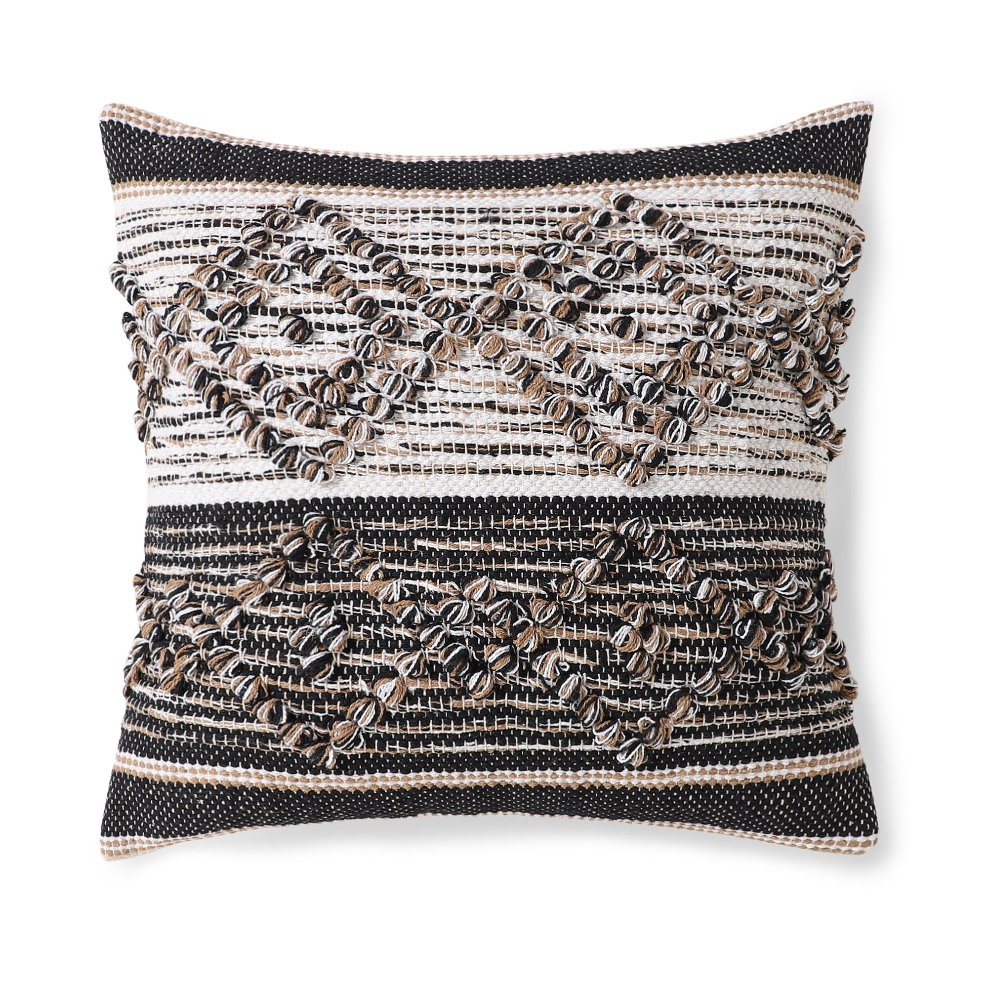 · REDEARTH · Handmade Boho Throw Pillow Covers - Bohemian Chic Farmhouse Style - Accent Woven Indoor and Outdoor Pillow Cushion Cases for Couch - Bed - Sofa - Benches – Set of 2-18"x18", Black Jasper