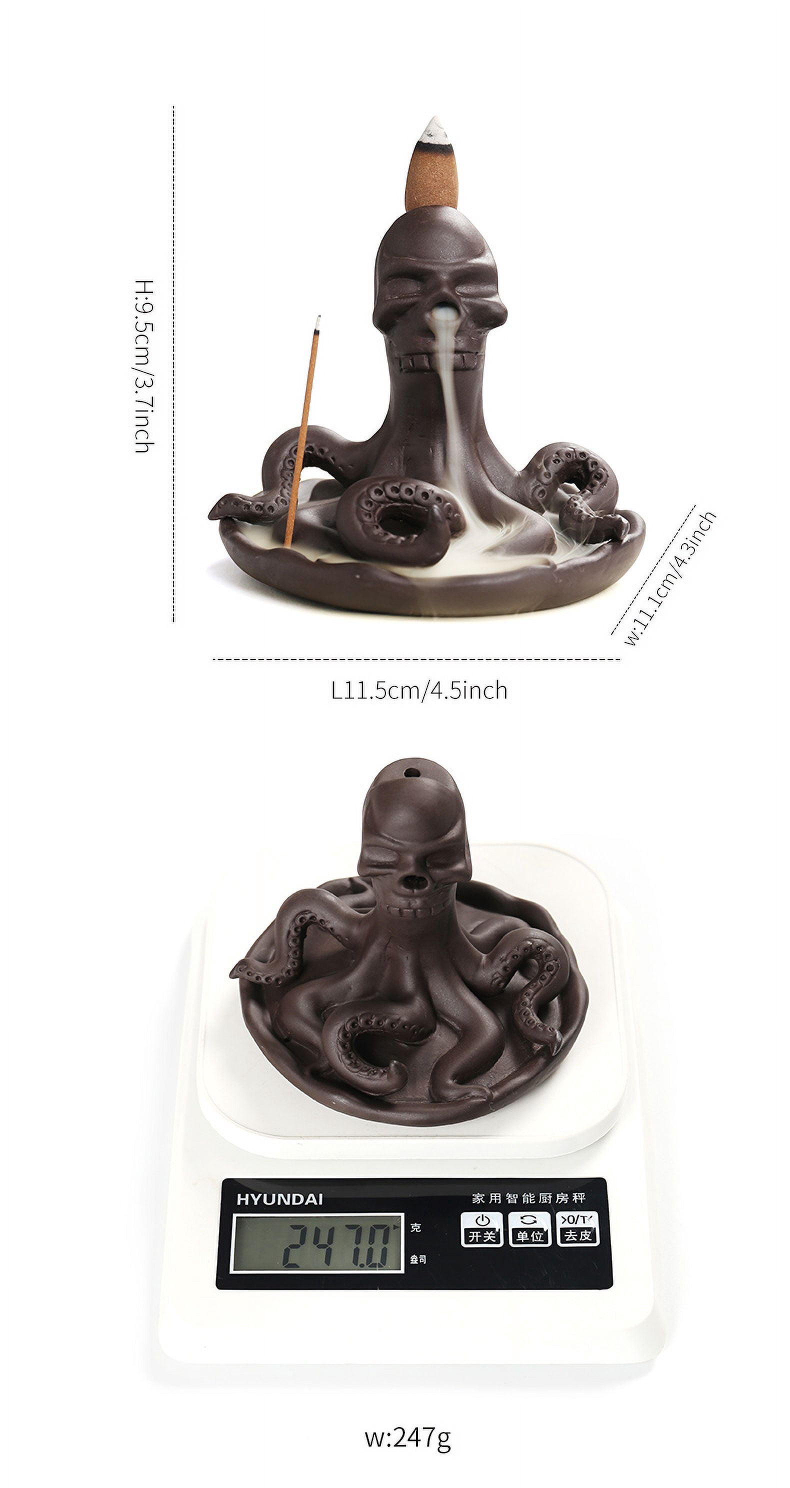 Purple Sand Ocean Animal Backflow Incense Burner,Creative Octopus Waterfall Smoke Incense Stick Holder Burner Home Craft Decoration