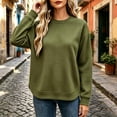 thumbnail image 6 of Women's Waffle Knit Sweatshirt Crew Neck Long Sleeve Drop Shoulder Casual Pullover Top, 6 of 7