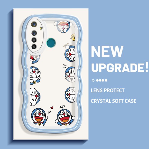 Funda para teléfono Realme 5 Pro 5i 5s 6i Narzo 20A funda de teléfono Doraemon HP funda blanda a prueba de golpes borde de onda colorido gato cámara transparente funda creativa funda protectora de sil