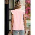 thumbnail image 7 of Chiclily Womens Summer Tops Short Sleeve V Neck Blouse Pink Large Loose Casual Drawstring Work Shirts, 7 of 7