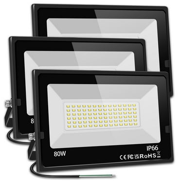 LED Outdoor Flood Lights 80W 3Pack,Upgraded 8000LM Super Bright Spot Security Lights IP66 Waterproof, Cooling & Lamp Beads, 5000K Exterior Outside FloodLights for Yard Garage Stadium