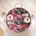 thumbnail image 4 of Ambesonne Tropical Jungle Fitted Round Tablecloth, Botany Hibiscus Art, 36"- 40" Diameter, Pastel Pink Dark Coral, 4 of 5