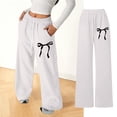 thumbnail image 2 of Gyexs Girls School Uniform Pants Wide Leg Ripped High Waisted Denim Pants Drawstring Pull on Casual School Travel Z03 Light Gray, 8-9 years, 2 of 8