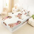 thumbnail image 4 of Homewish Cute Pink Bow Dachshund Twin Sheets,Cartoon Animals Bedding,Cream,3-Piece,1 Fitted Sheet and 1 Pillowcase, 4 of 6