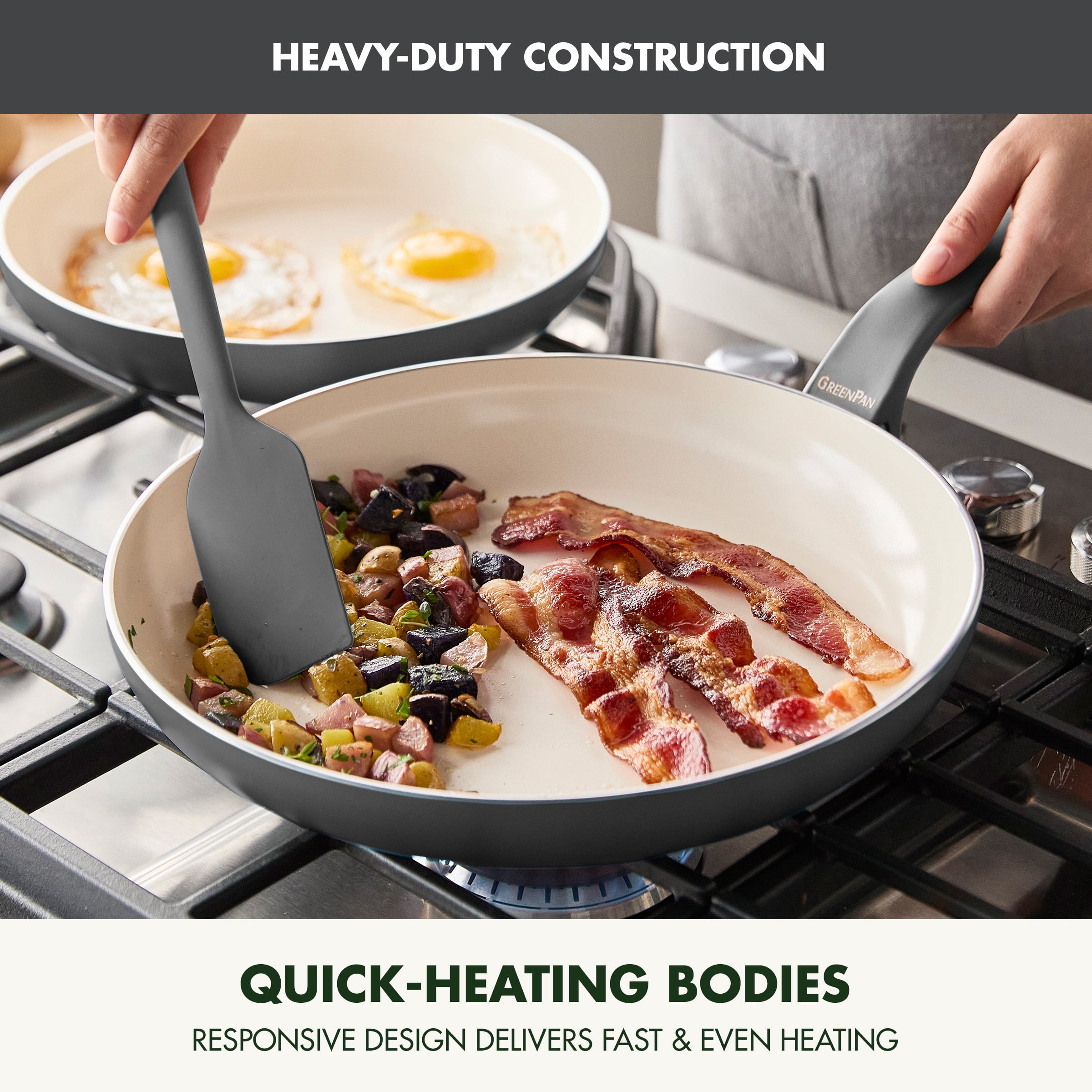 GreenPan Essence 17-Piece Ceramic Nonstick Cookware – Toxin-Free, Dishwasher & Oven Safe, Gray