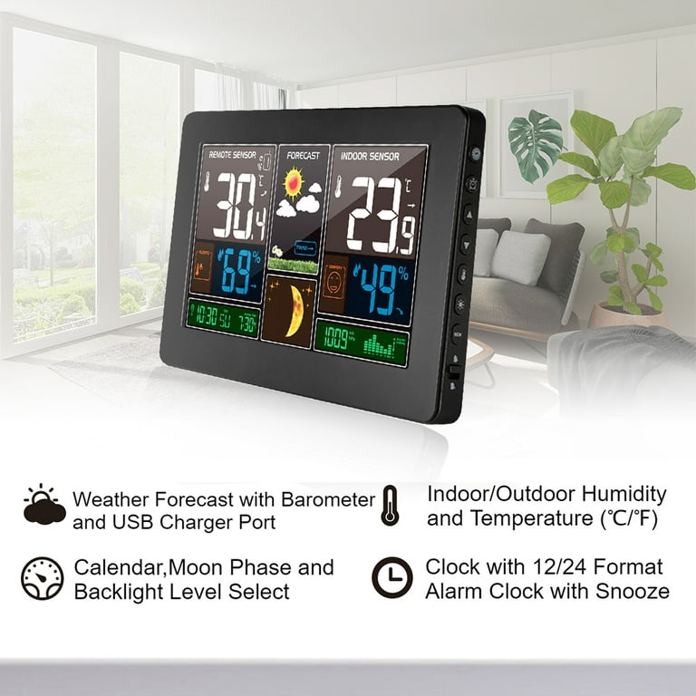 Indoor Outdoor Thermometer Hygrometer Wireless Weather Station, Temperature  Humidity Monitor Battery Powered Inside Outside Thermometers with 330ft