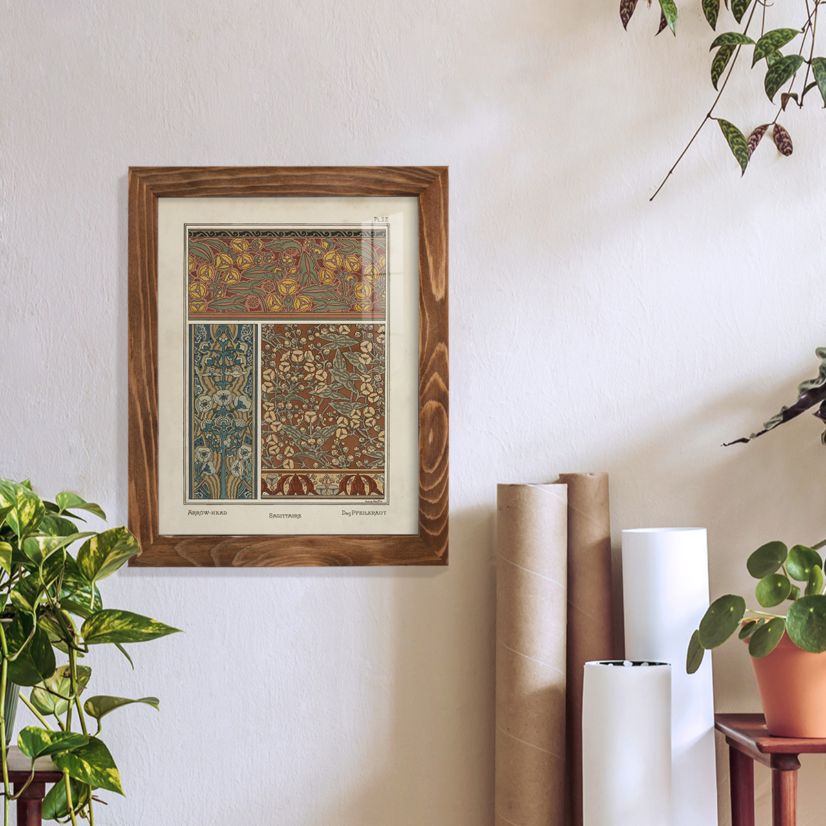 Nouveau Decorative II - Framed Print w/glass - Walnut