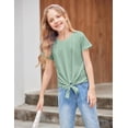 thumbnail image 2 of Arshiner Girls T Shirts Casual Short Sleeve Tie Knot Front Toddler T Shirts, 2 of 6
