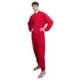 thumbnail image 2 of Red Cotton Onesie with Drop Seat Footless Union Suit Pajama for Men and Women, 2 of 3