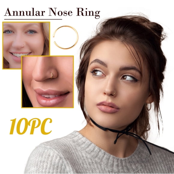 Riforla Unisex Solid Corner Stainless Steel C-ring Solid Sensitive False Nose Nail Rings Gold