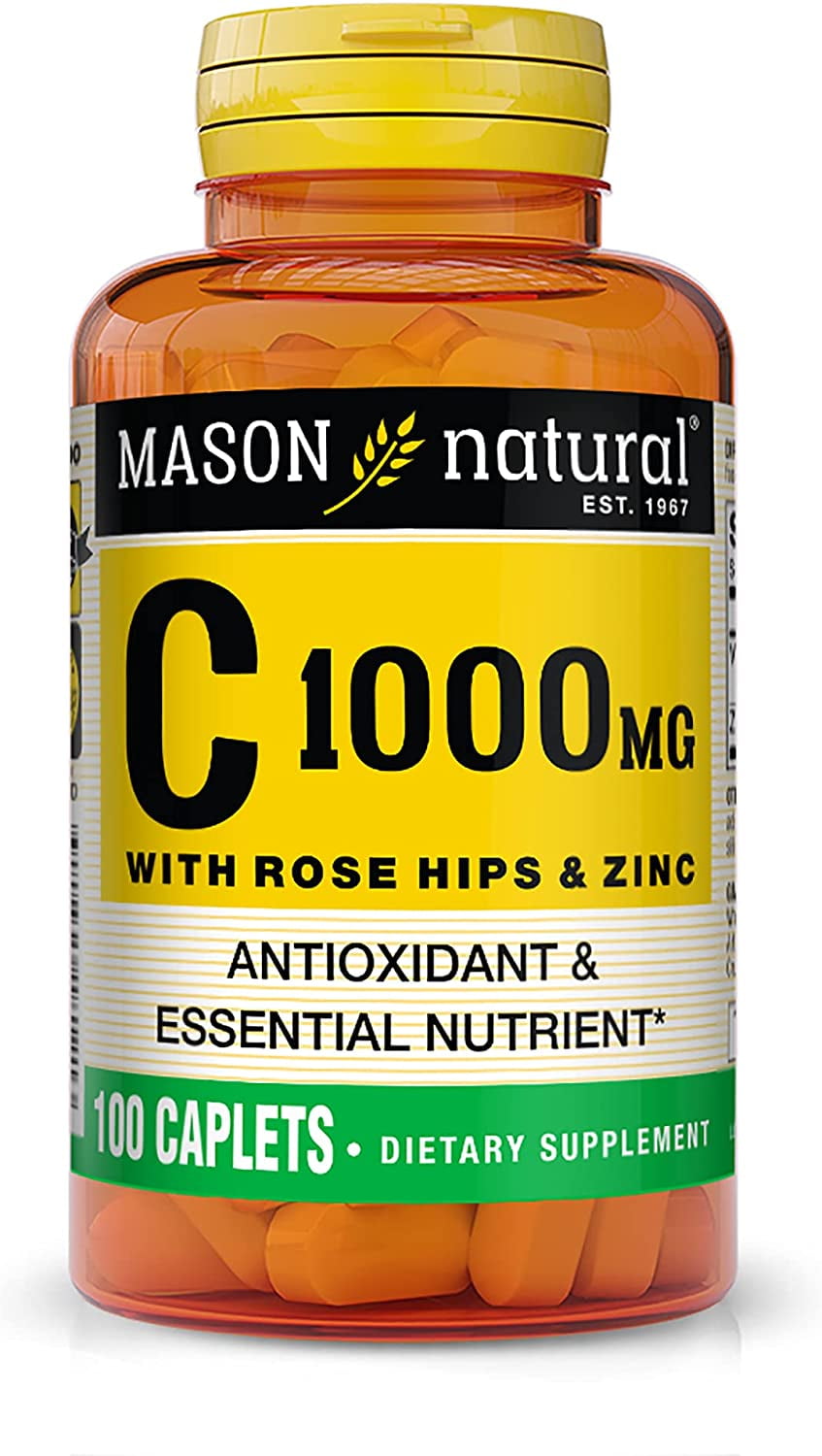 Mason Natural Vitamin C 1000 mg with Rose Hips and Zinc - Supports a Healthy Immune System, Antioxidant and Essential Nutrient, 100 Caplets