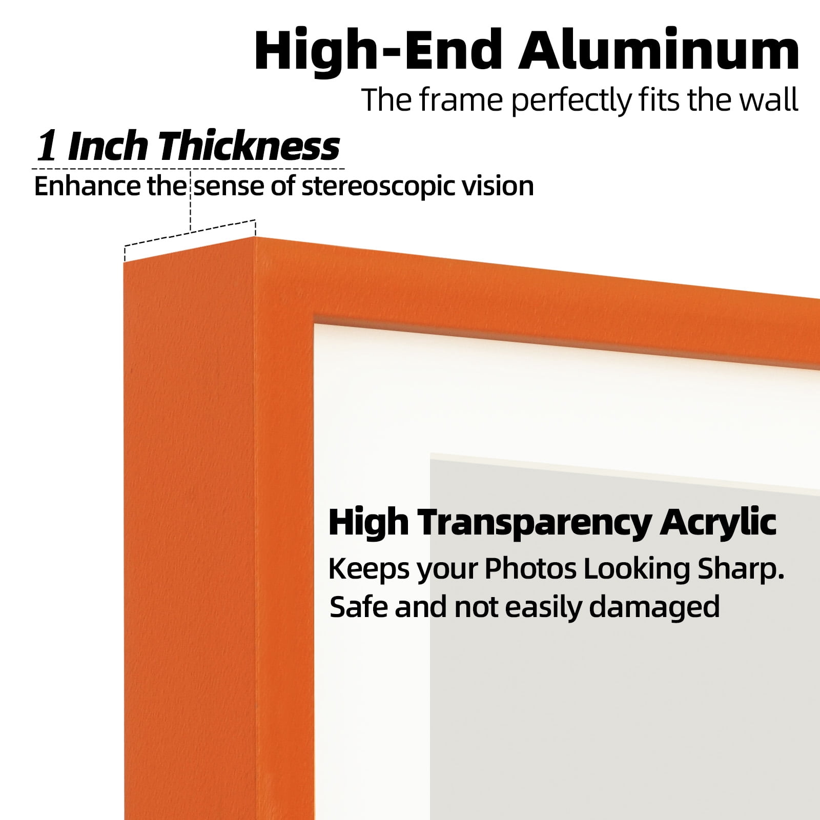 Kuxerla 2 Pack 8x10 Picture Frame Holds 5x7 Picture with Mat or 8x10 Picture without Mat,With Clear Acrylic Front and MDF Back Panel,Orange