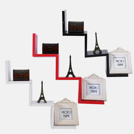 Wall Shelves W Shape Floating Home Decorative Artwork Display 3 Tier Modernist Style Wood Storage Shelf For Hallway