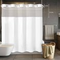 thumbnail image 5 of No Hook Shower Curtains with Detachable Snap-in Liner Set, White Waterproof Hotel Style Bathroom Shower Curtain, Modern Minimalist Pure Soild Color Breathable Mesh Top Window Bath Curtains 72''x72'', 5 of 9