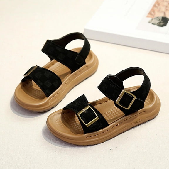hengsof Children's and Toddler Sandals for Boys and Girls Soft Soled Sandals Comfortable Double Buckle Slip On Sandals Beach Sandals