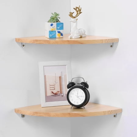 Jorikchuo 10 Inch Corner Shelf Solid Wood Corner Floating Shelves For Wall Round End Wall Mounted Floating Shelf For Bedroom Living Room And Kitchen (Burlywood-10 Inch)