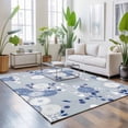 thumbnail image 3 of Area Rugs 4'x6'. Blue White Floral Carpet Runner Indoor Outdoor Rugs Home Decor Aesthetic, Spring Botanical Leaves Farmhouse Non Slip Mats Washable Accent Rug for Living Room Bedroom, 3 of 8