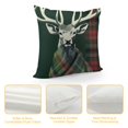 thumbnail image 4 of Pillow Case Covers King Soft Pillow Shams Covers Green Tartan Reindeer Head, Rectangular Bed Pillowcases for Bedroom Sofa Couch, 4 of 5