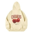 thumbnail image 6 of Puliio Women's Cherry Graphic Hoodies Cute Printing Full Sleeve Plus Size Hoody Sweatshirts Loose Casual Pullover Top Outdoor Hooded Jackets For Womens, 6 of 6