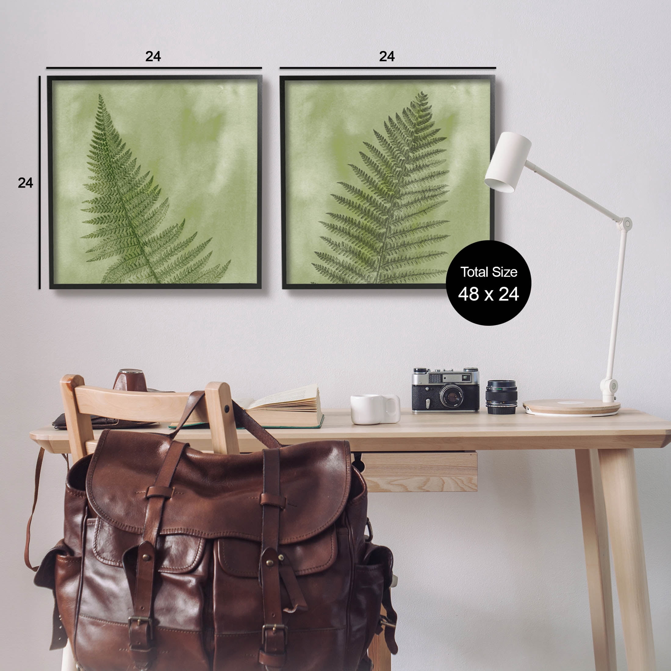 Fern Sprouts Forest Nature Leaves Botanical & Floral Graphic Art Black Framed Art Print Wall Art, Set of 2