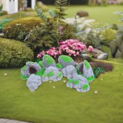 OUNONA Resin Imitation Moss Stone Grey Handmade Quality for Home and Office Decor 8Pcs