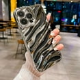 thumbnail image 3 of iPhone 14 Pro Max Phone Case, Cool Plating Water Ripple Hollow Out Pattern Case for Women Girls Men, Fashion Plating Carved Wavy Soft TPU Protective Back Cover (Silver), 3 of 9