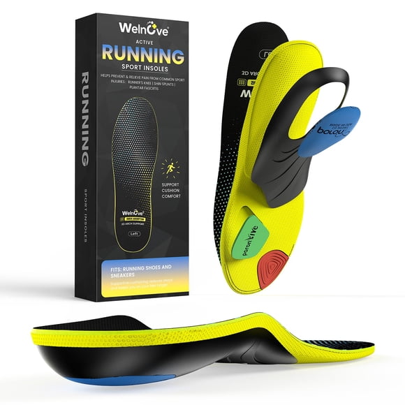 Welnove Plantar Fasciitis Insoles – Sport Arch Support Insoles for Running, Hiking & Standing All Day – Shock Absorption, He