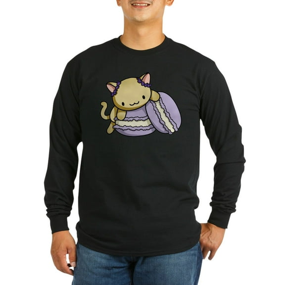 CafePress - Macaron Kitty Long Sleeve T Shirt - Long Sleeve Dark T-Shirt