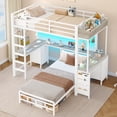 thumbnail image 5 of Twin Over Twin Bunk Bed with Dual Desk, L-Shaped Gaming Loft Bunk Bedwith 6 Storage Drawers for 2 People White & Gray, 5 of 16