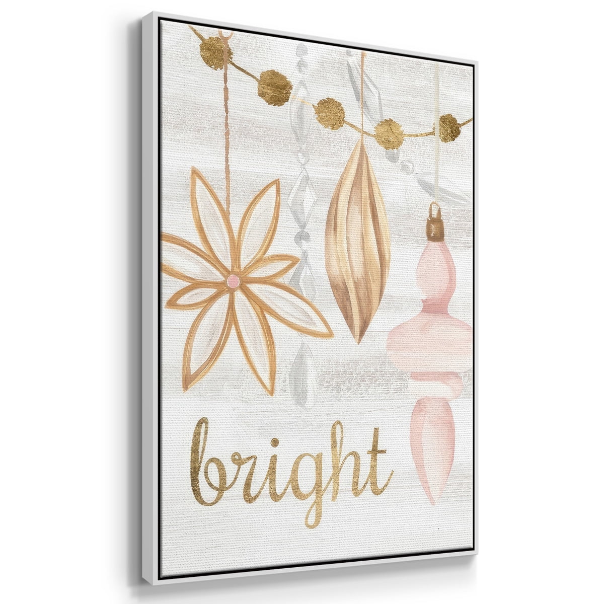 Elegant Ornaments Collection B - Framed Gallery Wrapped Holiday Canvas - 27 x 41 - White Frame