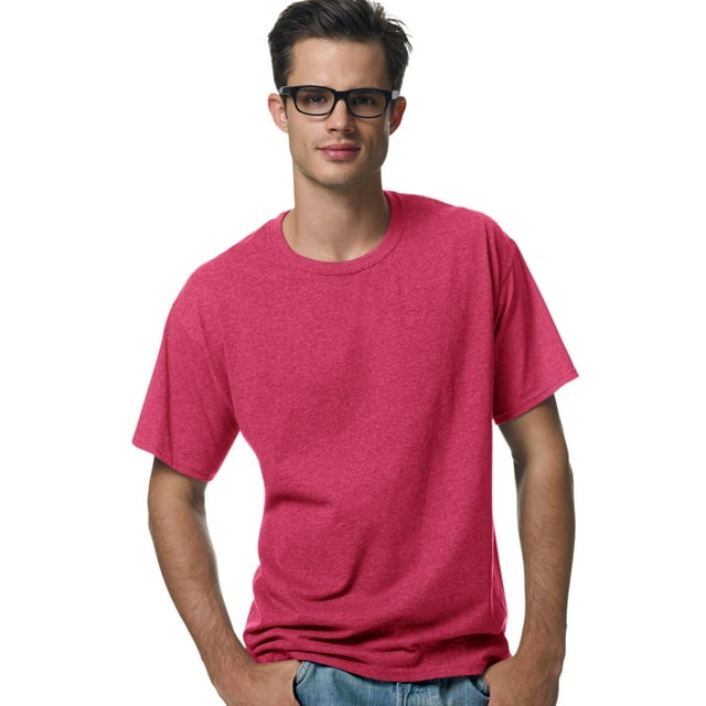 Hanes ComfortBlend EcoSmart Men`s Crewneck T-Shirt, 3X, Heather Red