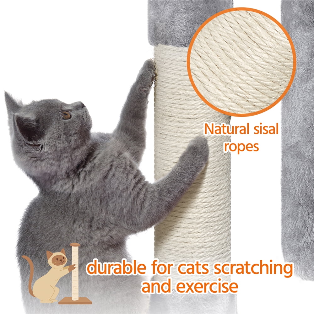 Alden Design 33.5"H Multilevel Small Space Cat Tree with Condos, Light Gray
