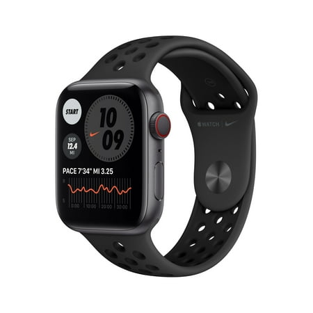 Apple Watch Nike Series 6 GPS + Cellular, 44mm Space Gray Aluminum Case with Anthracite/Black Nike Sport Band - Regular